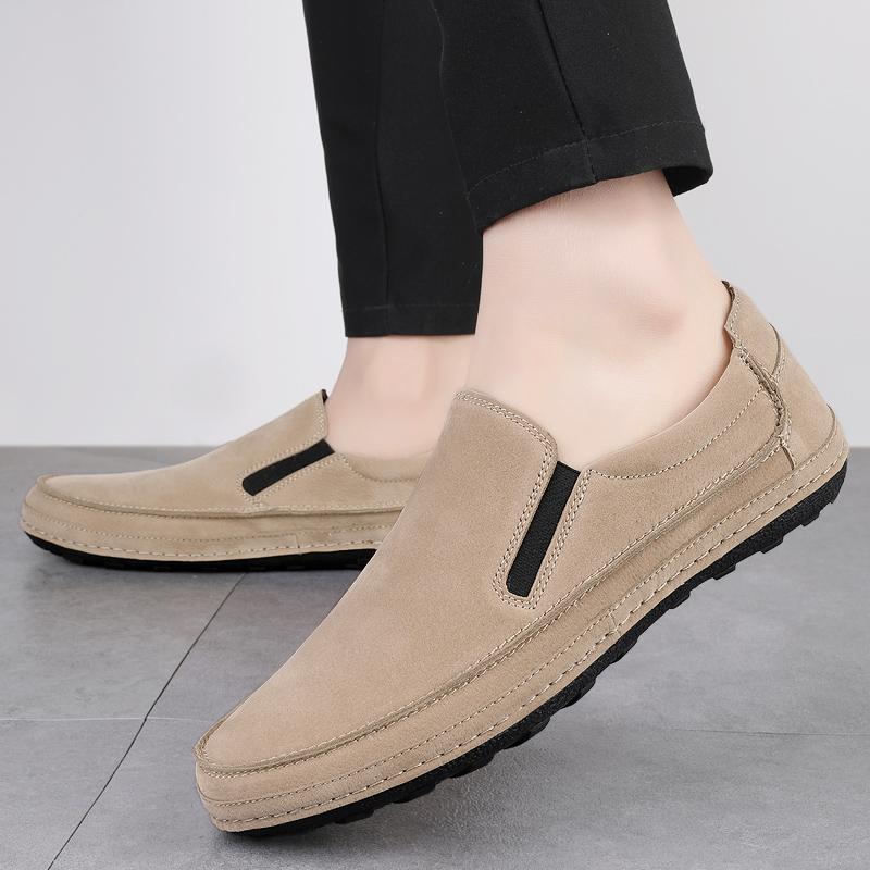 Fashion Fashionable Spring Men's Frosted Leather Comfortable Round Toe Casual Loafers High Quality Men Breathable Outdoor Driving Shoes