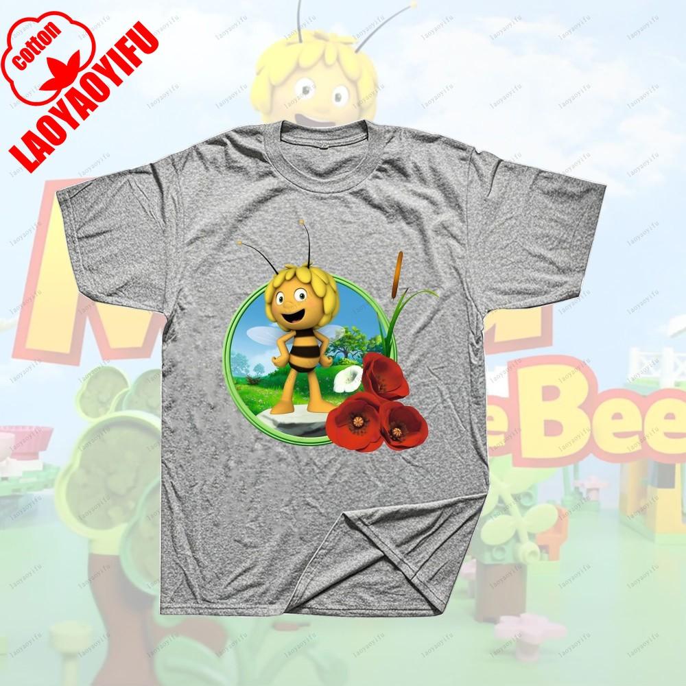 Maya The Bee Movie Cartoon Character T-shirts Maya The Bee Movie Kawaii Cartoons T Shirt Summer Breathable Camisetas