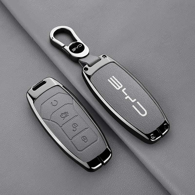 Byd 2Nd Qin Song Tang Dm Qin Plus Max Yuan Gen Atto 3 Han Ev Dolphin Keychain Zinc Alloy Leather Car Key Case Accessories