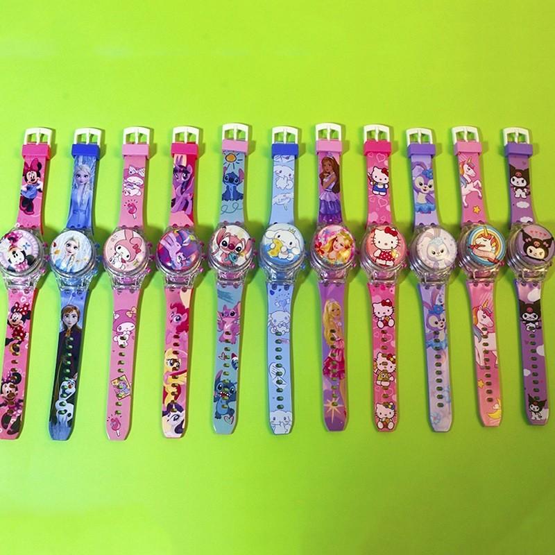 Hello Kitty Otočný flip kryt Lehký hudební hodinky Pro děti Interaktivní Decora