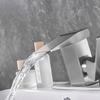 LCD Bathroom Basin Faucet Digital Display Sink Mixer Faucet Hot Cold Sink Tap Waterfall Deck Mounted Bathroom Basin Mixer Tap