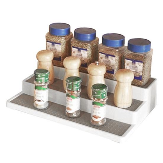 Spice Rack Organizer Ståplatsbesparande Lätt att rengöra 3-lagers halkfria köksförvaringsställ för skafferi