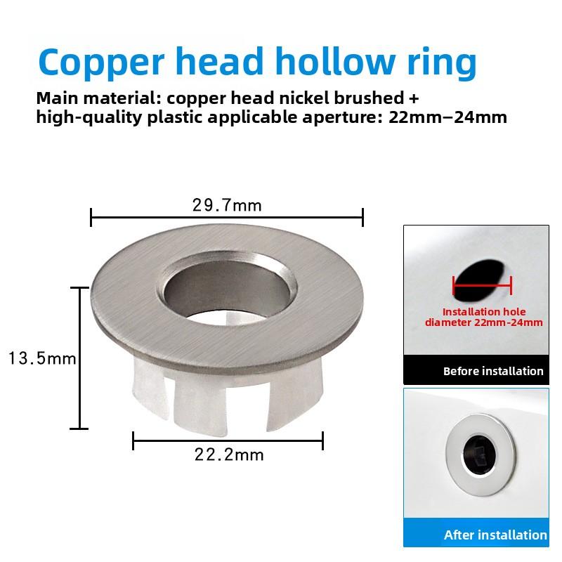 1pcs Dresser Sink Overflow Cover Ceramic Bathroom Container Kitchen Basin Decorative Round Insert Hole Silver ABS Plastic 30MM