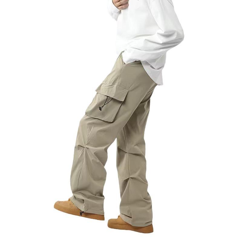 American Functional Parachute Soldier Solid Color Overalls Men's Spring and Summer Trendy Casual Pants