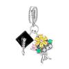 S925 Silver Graduation Beaded Bracelet Necklace DIY Kit With Cap Tassel Bouquet Charm Pendant For Commencement Gift