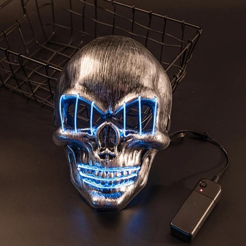Ghost Death Skeleton Glowing New Halloween Mask Led Face Cover Environmental Protection Masks Skull Mask Lightweight Cold Light