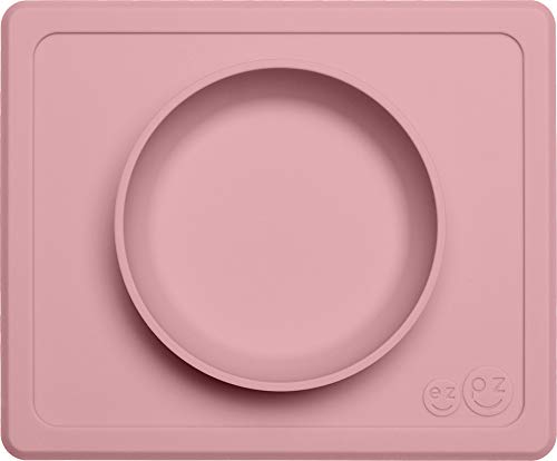 

Edute ezpz (Easy Peezy) Mini Bowl, Rose Pink, Smooth Adhesion, Non-Tip Silicone, Baby Dishware