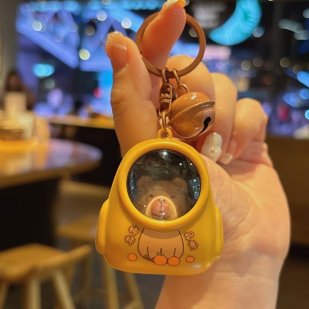 Luminous Capybaras Keychain Portable Cartoon Space Capsule Pendant For Backpack Stylish Animal Night Light Keyring
