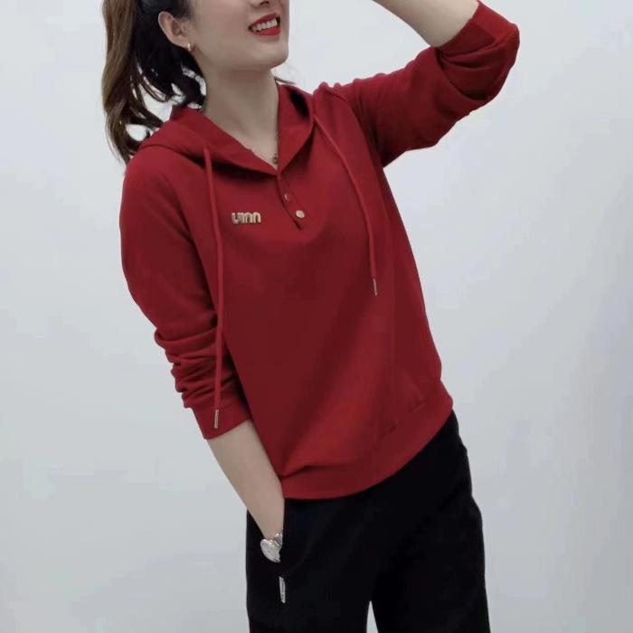 Hooded Sweatshirt for Women's Spring New Long-sleeved Thin Hoodie Top Loose Hoodie Base Shirt Spring Suit