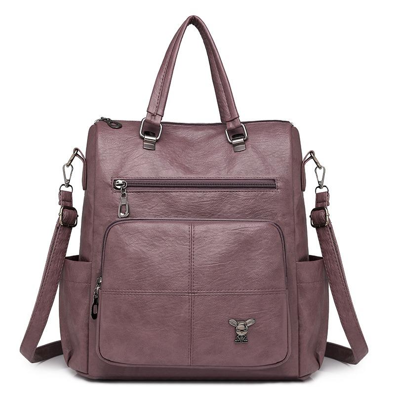 Multifunctional Soft Leather Backpack Women's New Trendy Women's Bag Large Capacity Simple Casual Women's Backpack