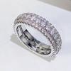 Huitan Fashion Gold Color Wedding Rings Women Full Paved Dazzling Cubic Zirconia High Quality Engagement Bands Zircon Wholesale
