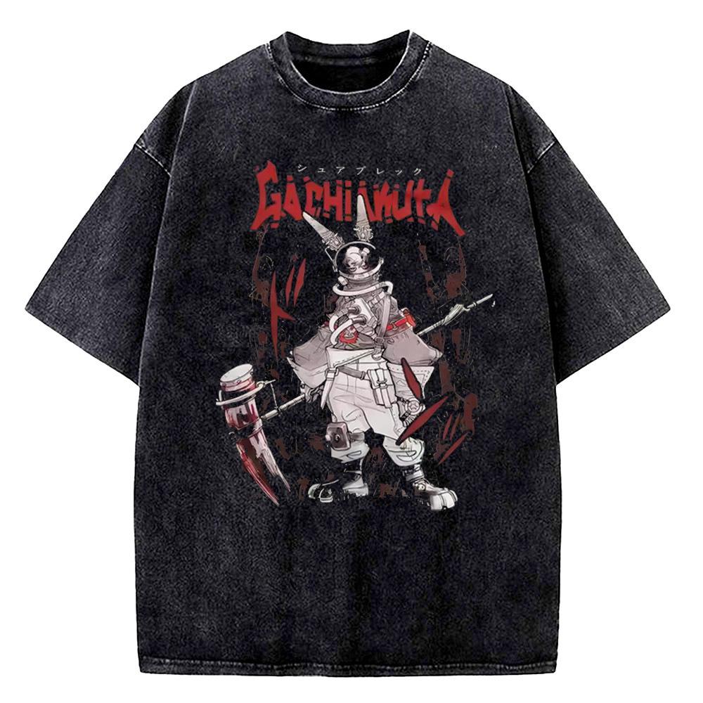 Gachiakuta Vintage Washed cotton t-shirt teen Punk aesthetic Comfortable harajuku tshirt Classic Gothic 80s Digital Punk 2000s