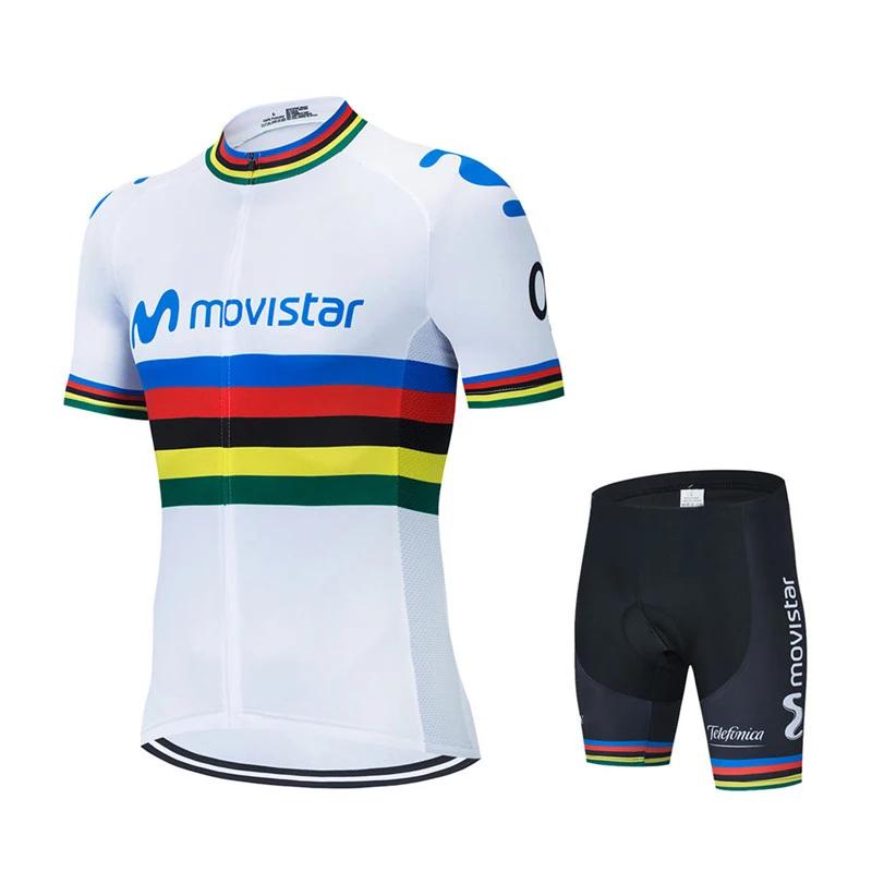 2025 Movistar Pattern Men Summer Cycling Clothing Breathable Clothes Kit Short Sleeve Bib Shorts MTB Ropa Ciclismo Maillot Wear