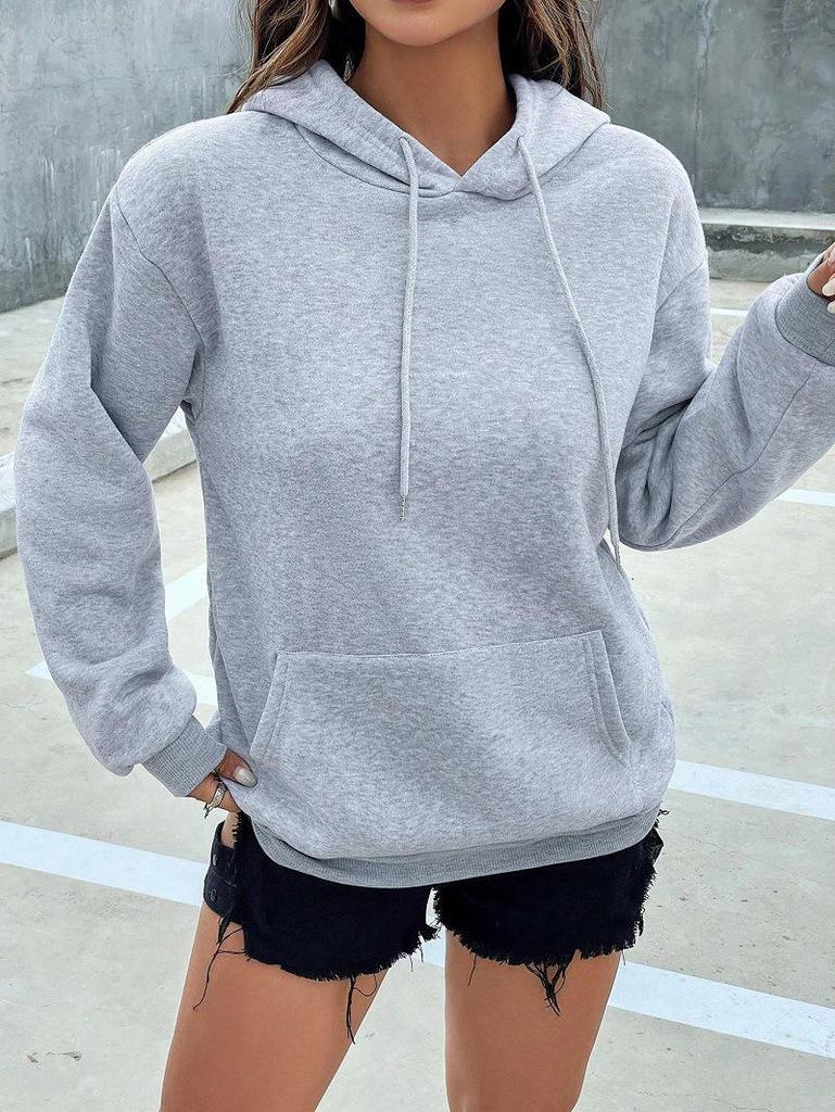 Women's Autumn & Winter Solid Color Casual Loose Pullover Hooded Sweatshirt