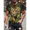 Letní Pánské Tričko s Krátkým Rukávem s 3D Potiskem Vzorů Zvířat s Kulatým Výstřihem Módní Ležérní