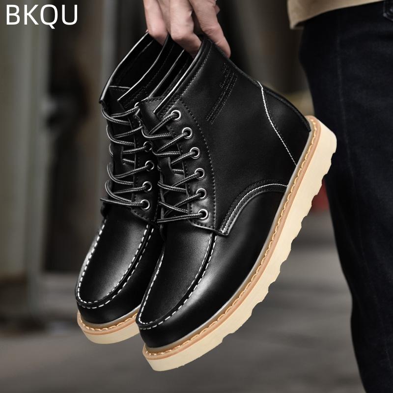 

trend Men s Tooling Boots Heightened 8cm Fashion Thick Bottom Breathable Outdoor Trendy Versatile Round Toe Comfortable Middle Tube