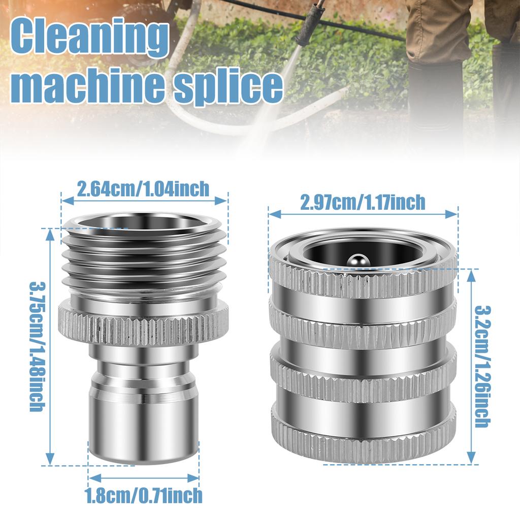 8/4PCS 3/4in Garden Hose Quick Connect Water Hose Fitting Stainless Steel Female and Male Connector Pressure Washer Pump Adapter