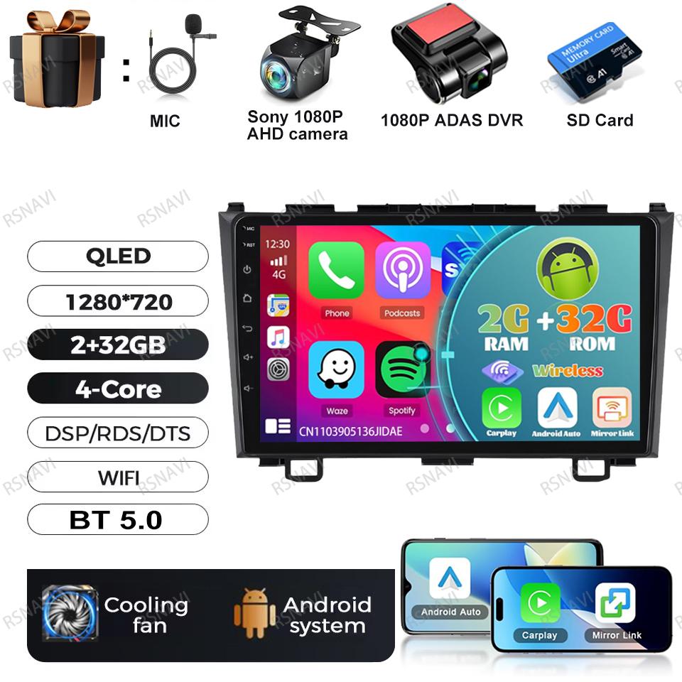 Android 16 Car Radio For Honda CR-V 3 RE CRV 2007-2011 Multimedia Video Player Audio Auto 5G WIFI GPS RDS Navigation Qualcomm BT