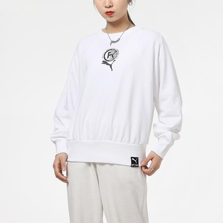 Puma Casual Sport Crew Neck Long Sleeve Sweatshirt Women Tops White 531292-02