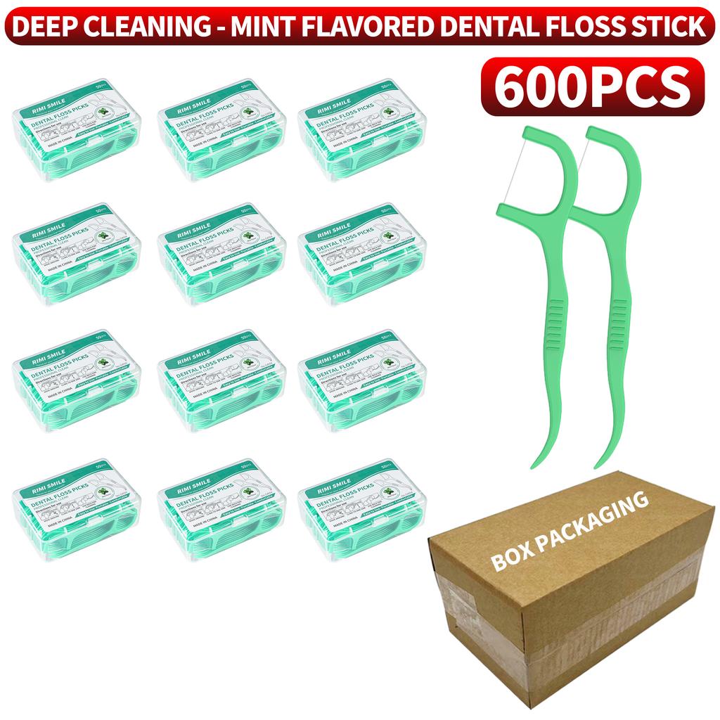 50/150/300/600/1000PCS - Mint flavored dental floss stick, deep cleaning, available in bulk, suitable for home and travel essent