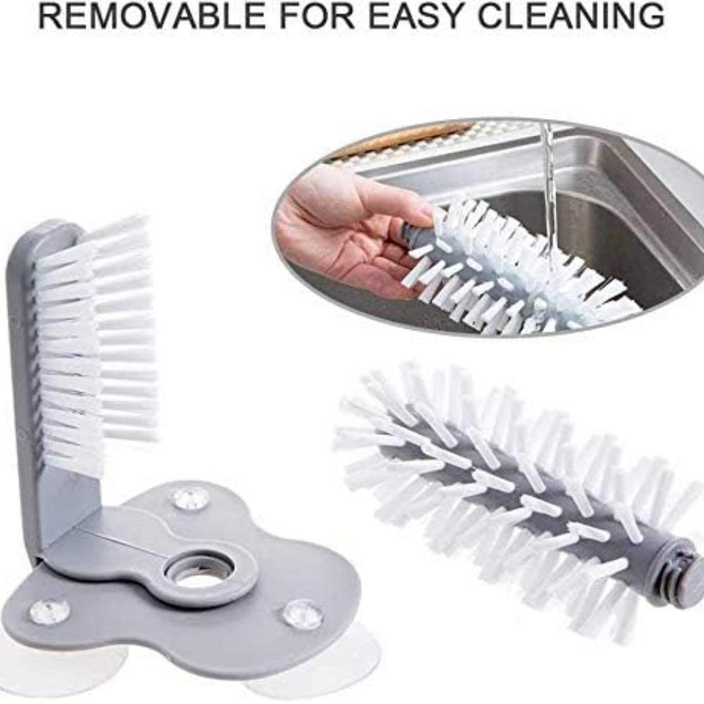 Dubbelsidig borstad frostat glasrengöringsborste, glasbordsrengörare med sugkopp, stående glasrengöringsborste,