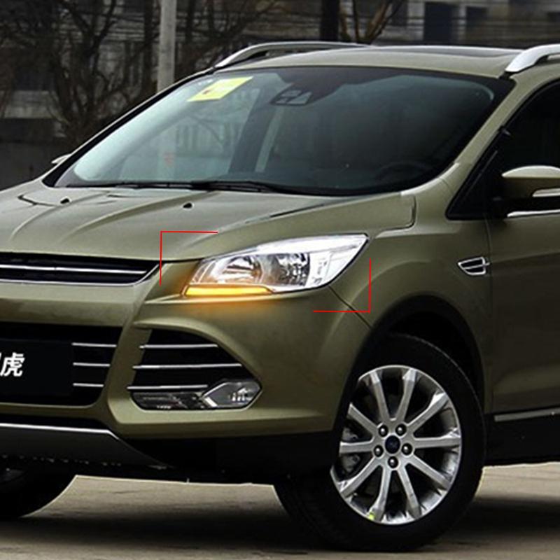 Car led Daytime Running Light DRL daylight For Ford Kuga Escape 2013 2014 2015 2016 2017 with yellow turn signal Fog lamp
