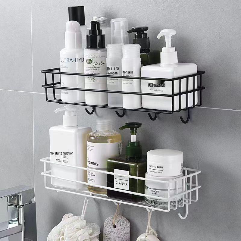 Wall-Mounted Bathroom & Kitchen Storage Rack - No-Punch Installation for Shower Gel.
