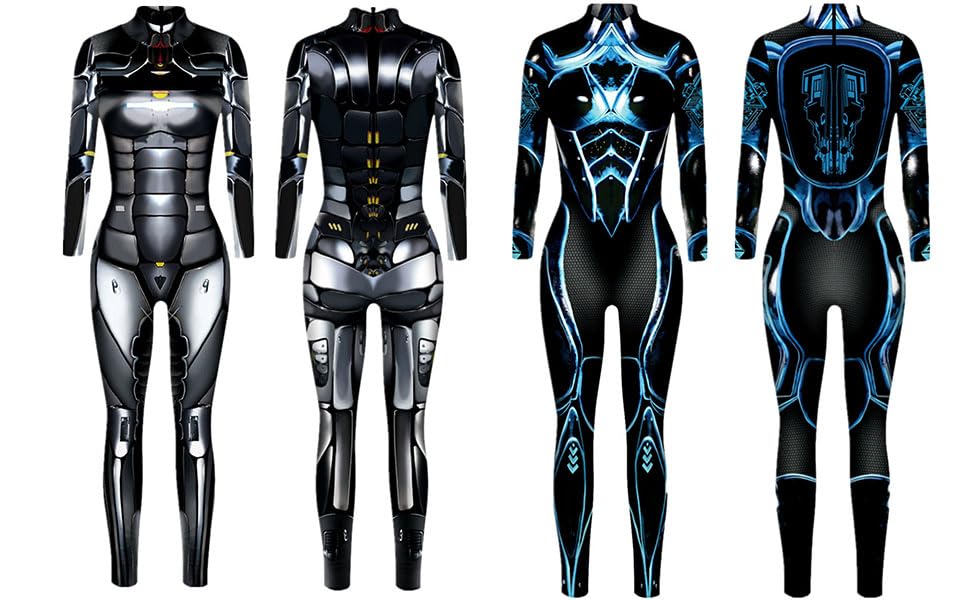 [ChicFlow] Cyberpunk Stil Cosplay Sexy Roboter Kostüm Charakter Cosplay Damen Strumpfhose Perfekt für Halloween Partys!