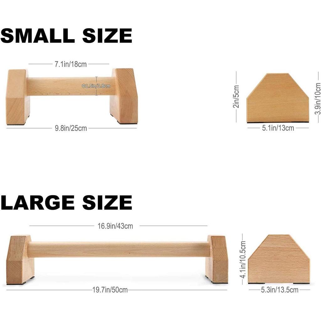 Russian-Style Solid Wood I-Beam Push-Up Bar and Back Extension Stand for Single/Double Handstands