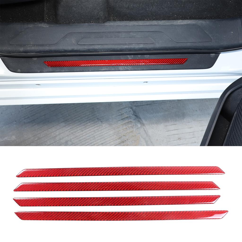 Red Carbon Fiber Scuff Plate Door Sill Cover Protector For Toyota Tundra -24