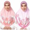 Flower Printed Arab Lady Headscarf Adjustable Head Wrap Eid Al-Fitr Long Floral Turban Women