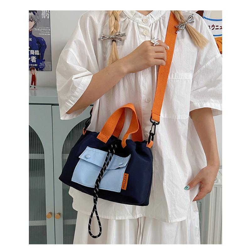 Lightweight Nylon Color Block Crossbody Bag for Women Small Shoulder Purse