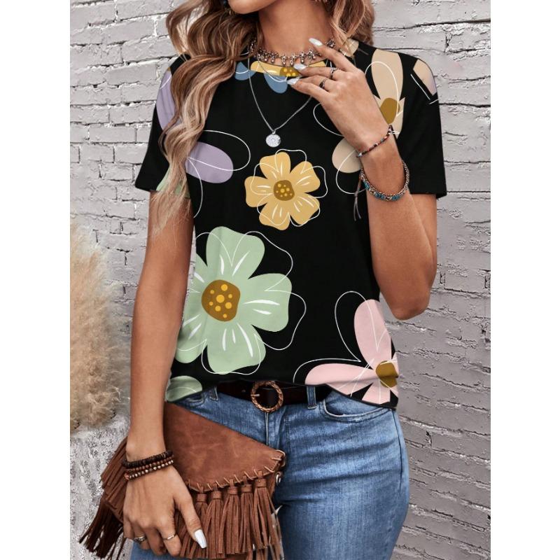 

Sunflower T-Shirts Colorful Floral 3D Print Women Casual O-Neck T Shirt Short Sleeve Top Harajuku Y2k Casual Tee Female Clothing 5XL