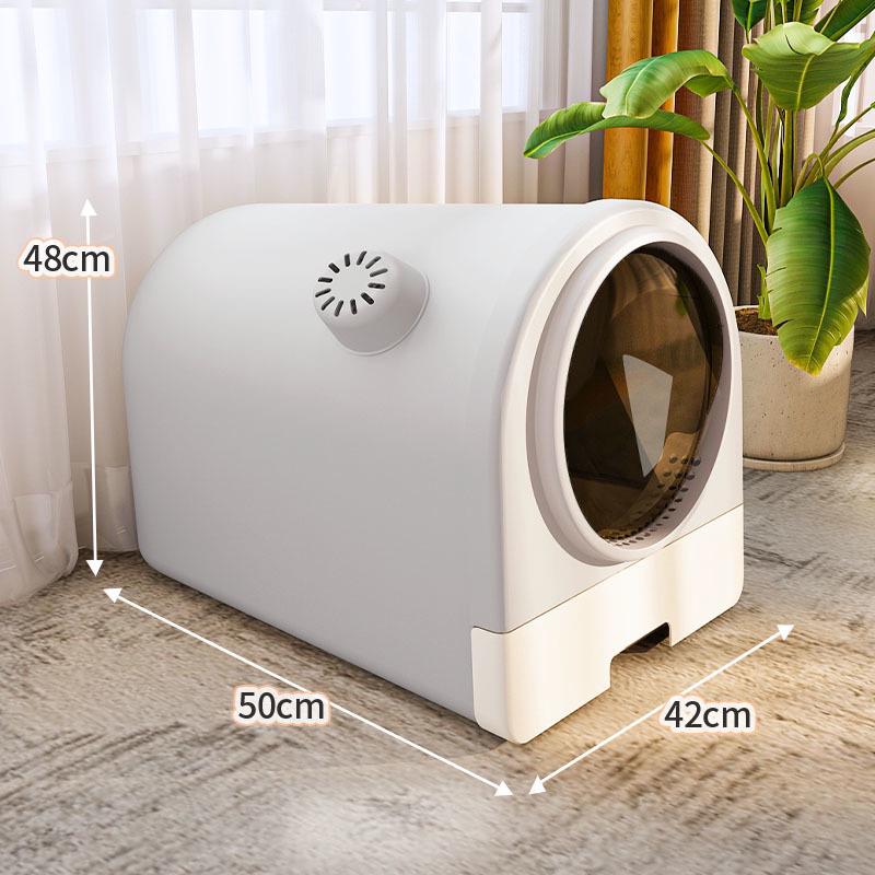 Extra-Large Odor-Proof Enclosed Cat Litter Box with Drawer & Splash Guard