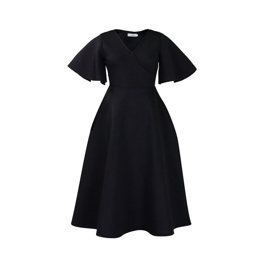 Neues Damenmode Elegantes Kleid mit Glockenärmeln und V-Ausschnitt