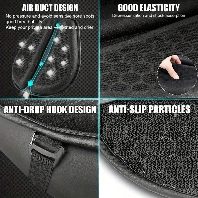 3D Honeycomb Gel Motorcycle Seat Cushion - Breathable Air Mesh, Anti-Slip & Shock-Absorbing Pad for Harley, Honda & Yamaha Bikes