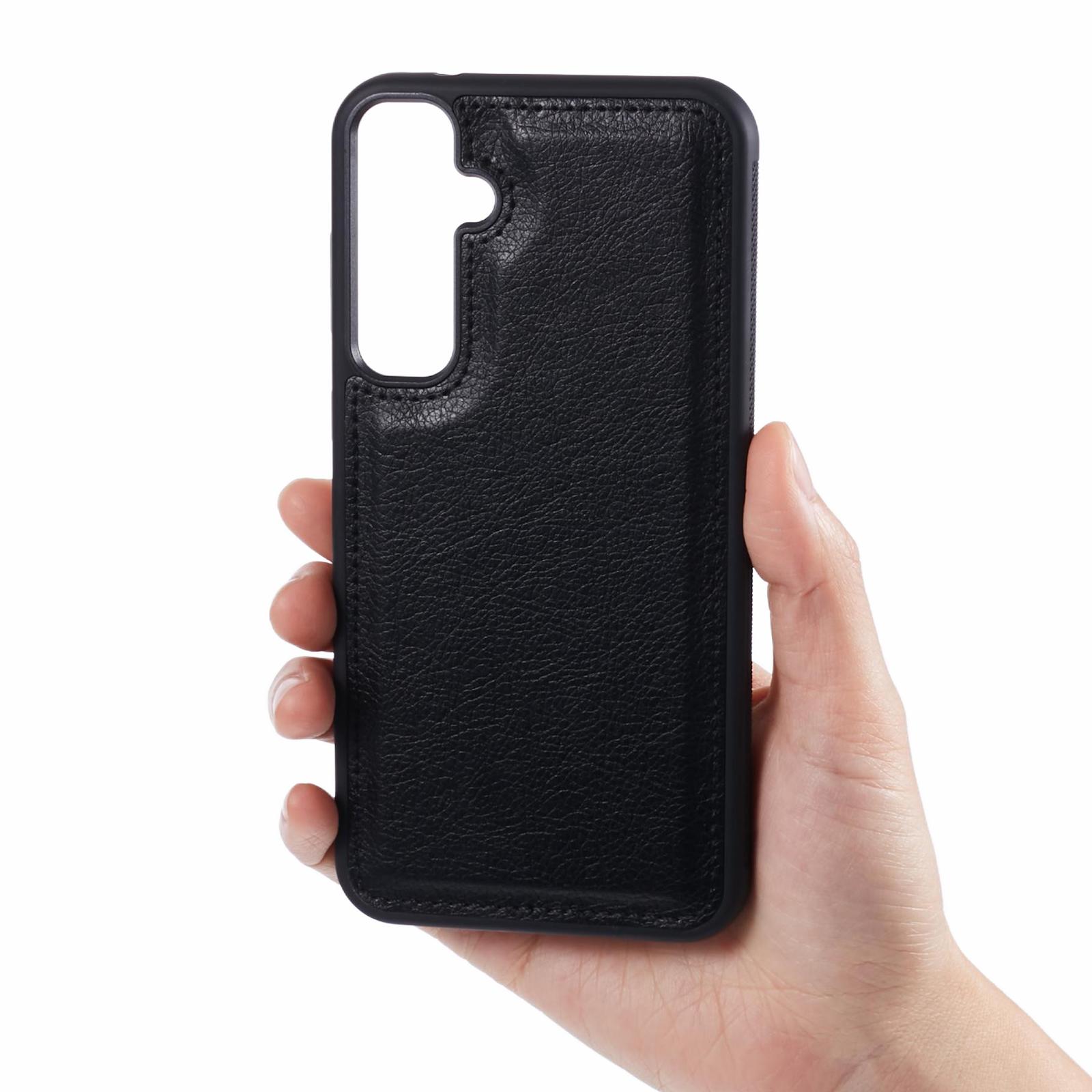 

For Samsung Galaxy A54 5G Case Calf Texture PU Leather Anti-Fingerprint Back Phone Cover Black