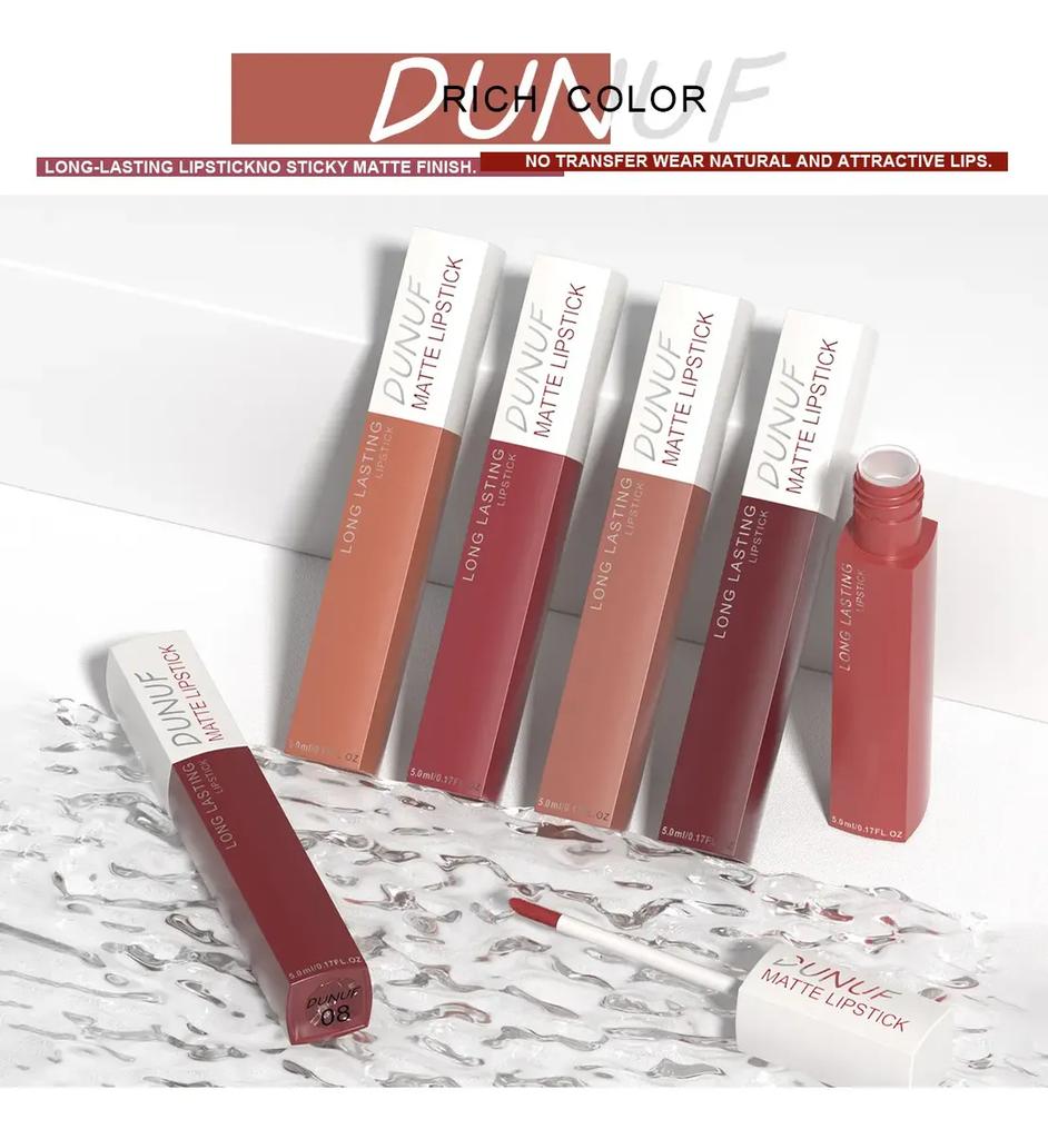Dunuf Waterproof Matte Lip Gloss, Long Lasting