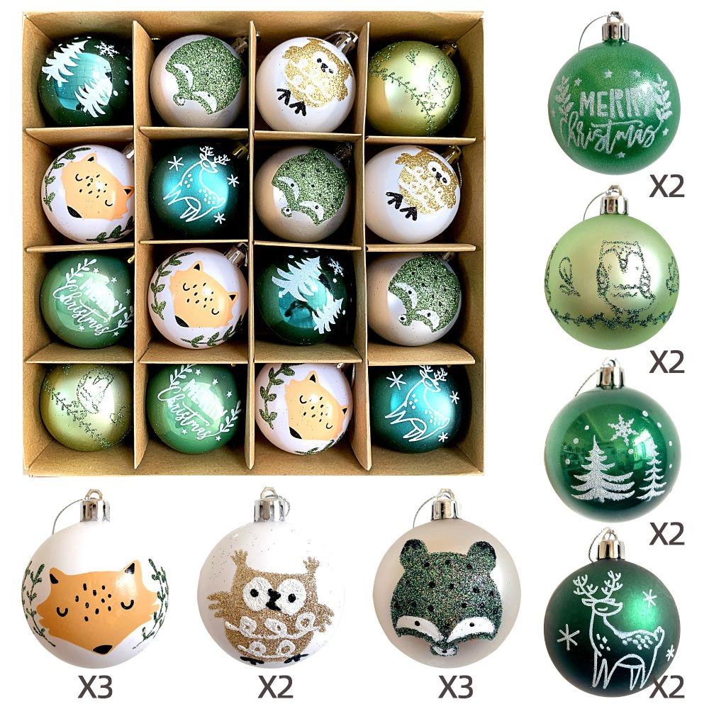 

16/45PCS Durable Plastic Christmas Ball Set 3-6cm Electroplated Xmas Ornament Ball Snowflakes Reindeer Xmas Baubles Storefront other