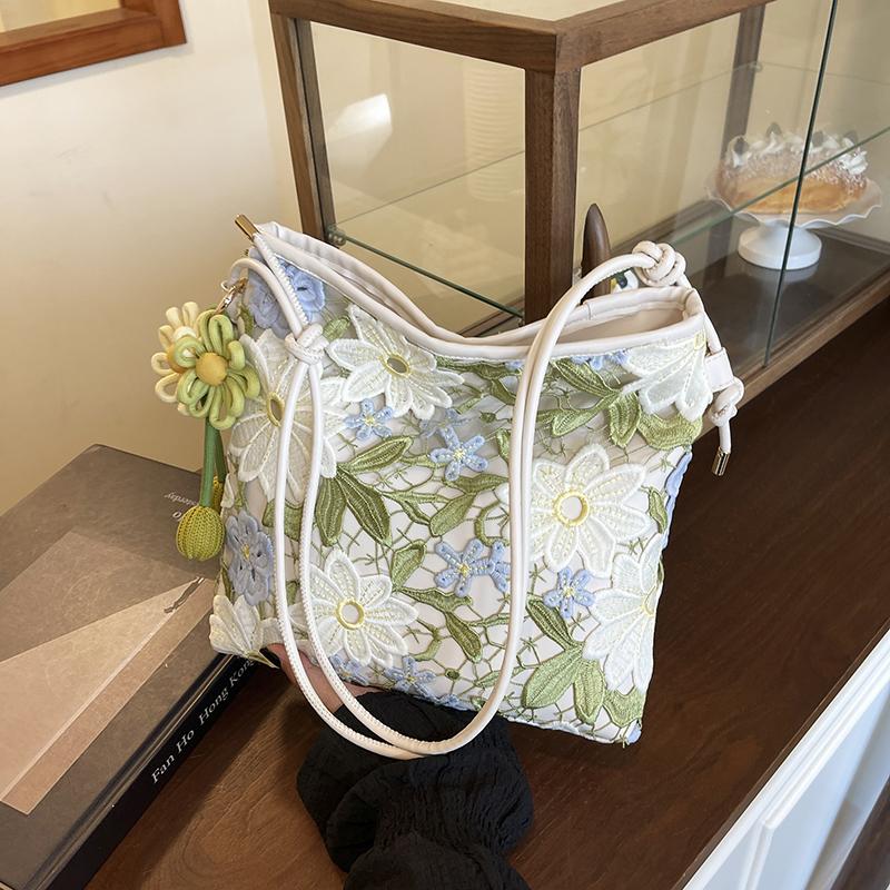Popolarità Temperamento Fiore Cerniera Semplice Dolce Borse a Spalla 2026 Moda Pendolarismo Filo da Cucito Piccole Borse Quadrate per Donna