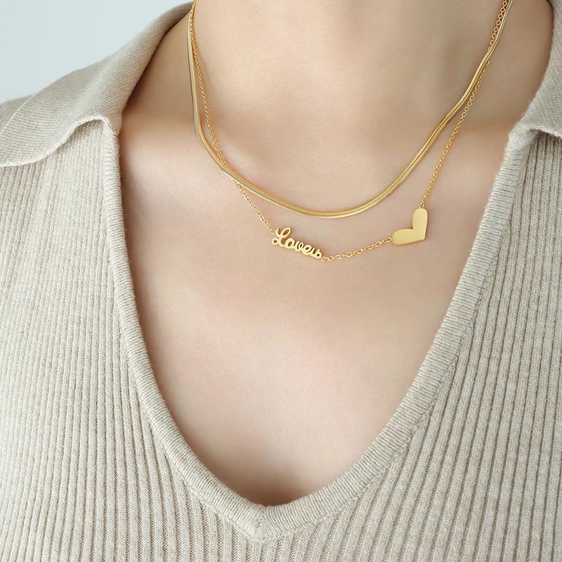 European Double Layer Heart Necklace for Women - Trendy Spicy Girl Clavicle Chain