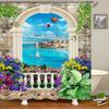 European Flowers Scenery Garden Shower Curtain, Rustic Nature Landscape Path Arch Decor Bath Curtain For Shower Stall Bathroom
