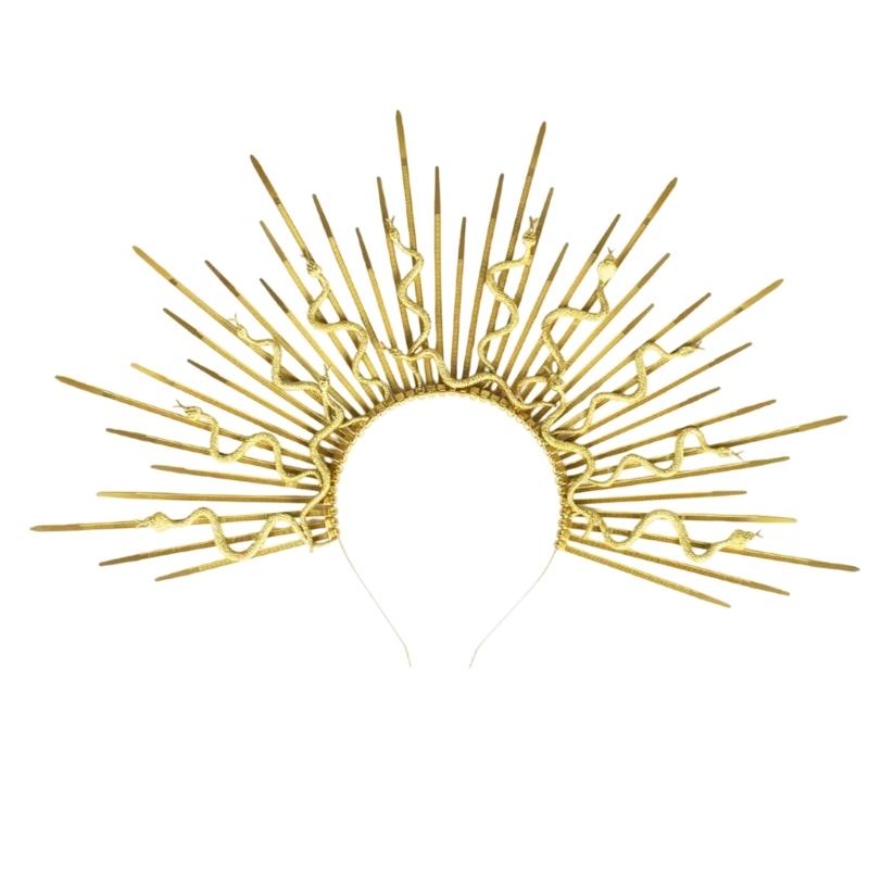 Punk Snake Headband Artistic Spiked Hair Hoop Gothic Rock Headwear for Cosplay Unisex Rock Spiked Headwear Accessory