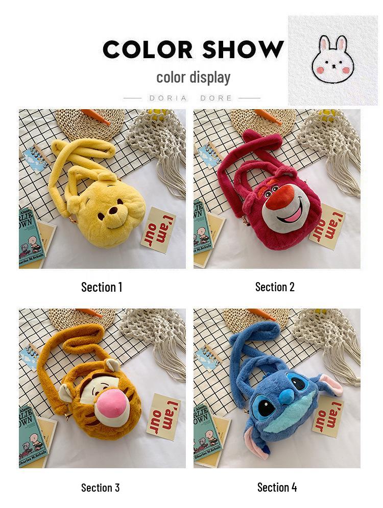 Korean Style Cute Bear Plush Crossbody Handbag for Girls