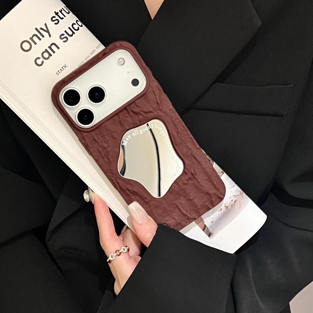 Stylish Pleated Mirror Case for iPhone 14/15/16 Pro Max and Apple 17