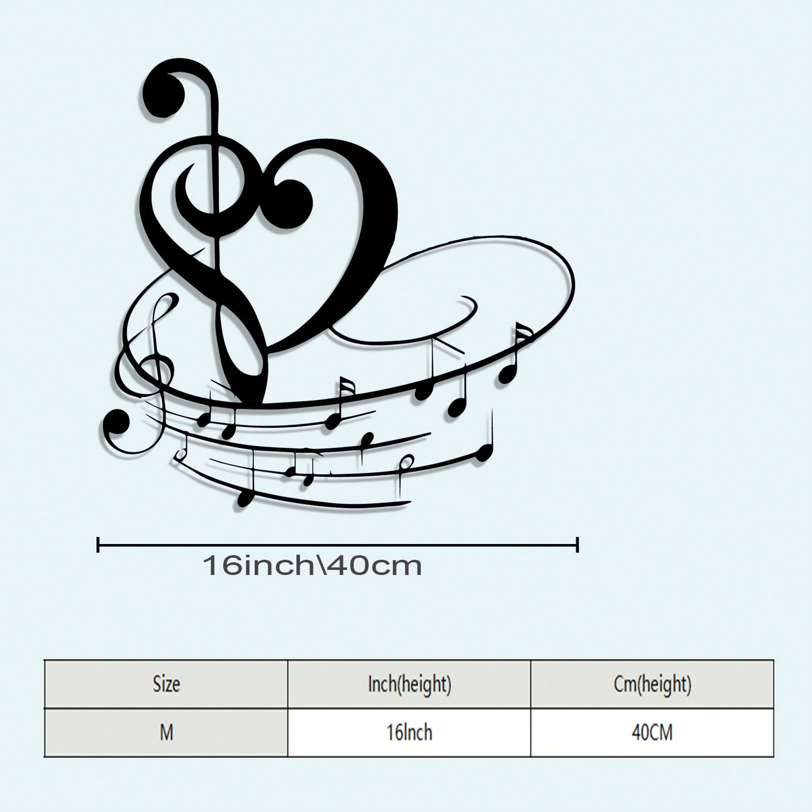 

Retro Heart Metal Wall Art Musical Note Sculpture Iron Home Decor