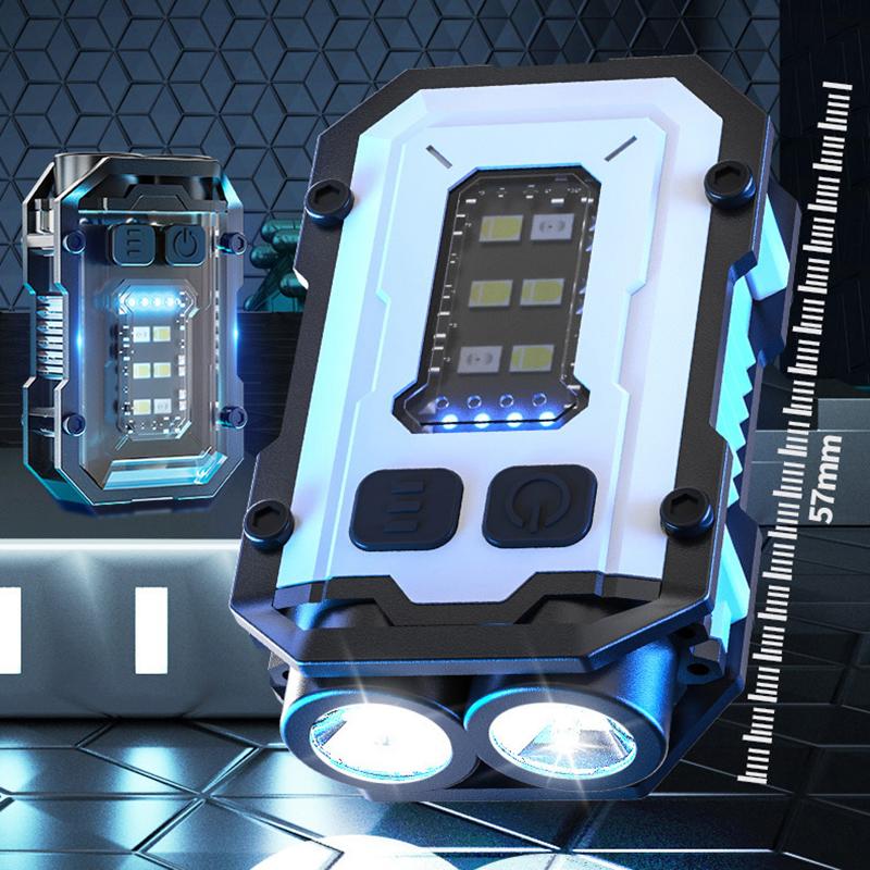 Led High Bright Flashlight Portable Mini Keychain Light Dual Light Source Outdoor Camping Fishing Multi-Function Tool Torch Lamp