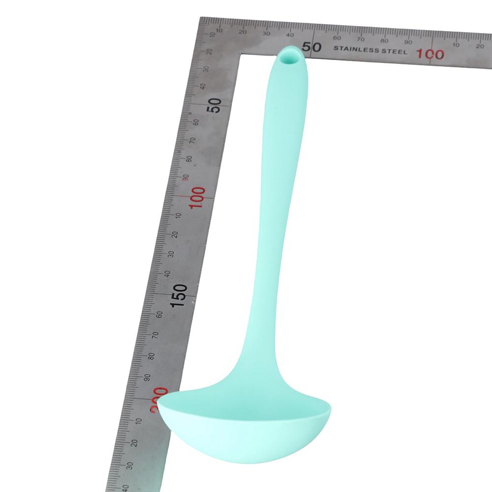 Cooking Heat Resistant Curved Handle Non-stick Silicone Soup Ladle Scoop Tableware Serving Spoon