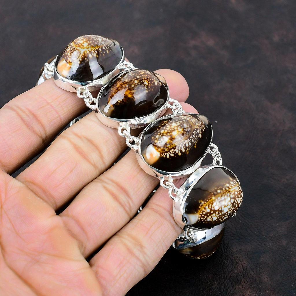 Cowrie Shell Bracelet Natural Gemstone Bracelet Handmade Elegant Jewelry 925 Sterling Silver Bracelet Adjustable Chain Bracelet Gift For Mom