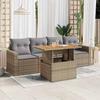 VidaXL Garden Lounge Set with Cushions 5 Pcs Beige Wicker, Outdoor Sofa Set, Garden Lounge, Set 3326985
